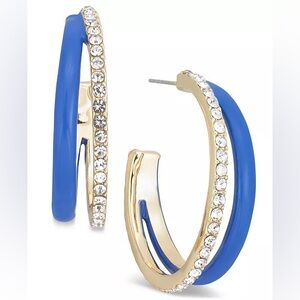ON 34TH
Gold-Tone Medium Pavé & Color Split C-Hoop Earrings, 1.3" Blue